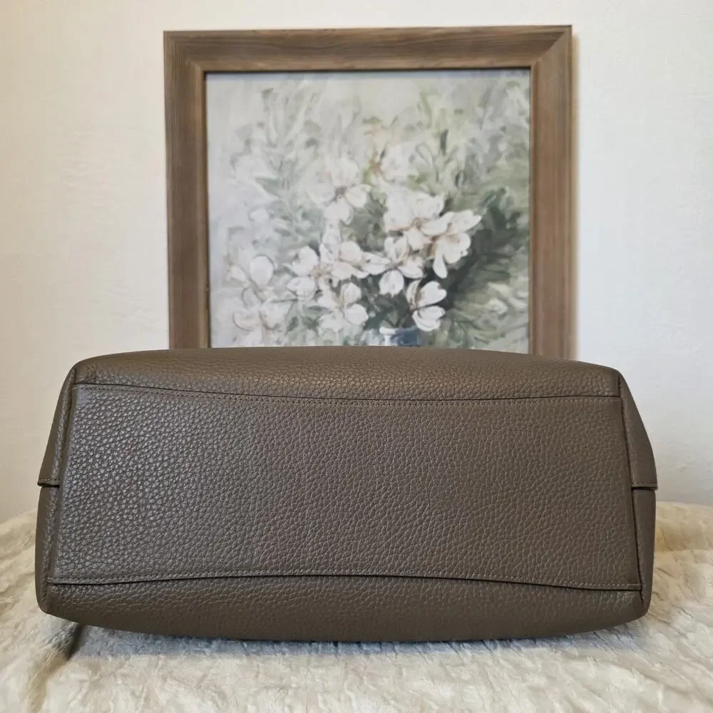 Coach Large Laurel Pebbled Leather Stone Gold Hardware